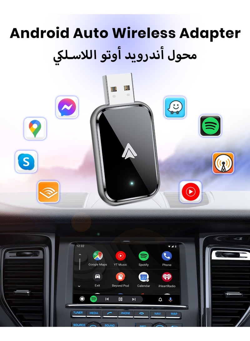 Kingone Android Auto Wireless Adapter, Convert Wired to Wireless Android Auto Carplay Adapter, No Delay and Stable Control Mini Size with Extension Cable USB-C and Type-C for Android (Black) - Image 1